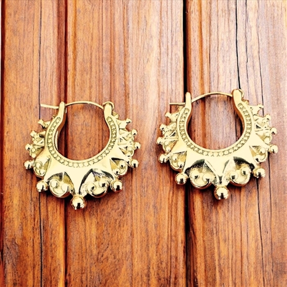Jewelry - 14K Gold Plated Turkish Design Hoops